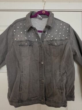 Diane Gilman Gray Studded Jean Jacket